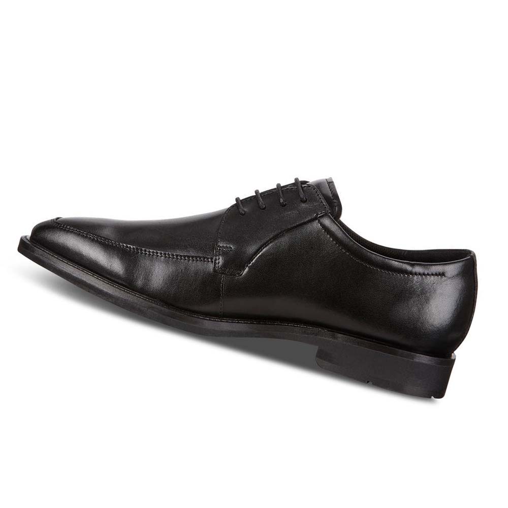 Men's Ecco Calcan Apron Toe Tie Dress Shoes Black | Canada 504EBC